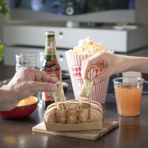 TV time with cheese bread
