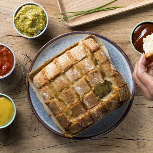 Cheese bread with sauces